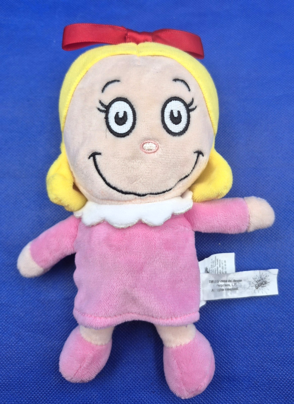 Ruz Seuss The Grinch Cindy Lou Who 8" Plush Doll Pink Dress Red Bow
